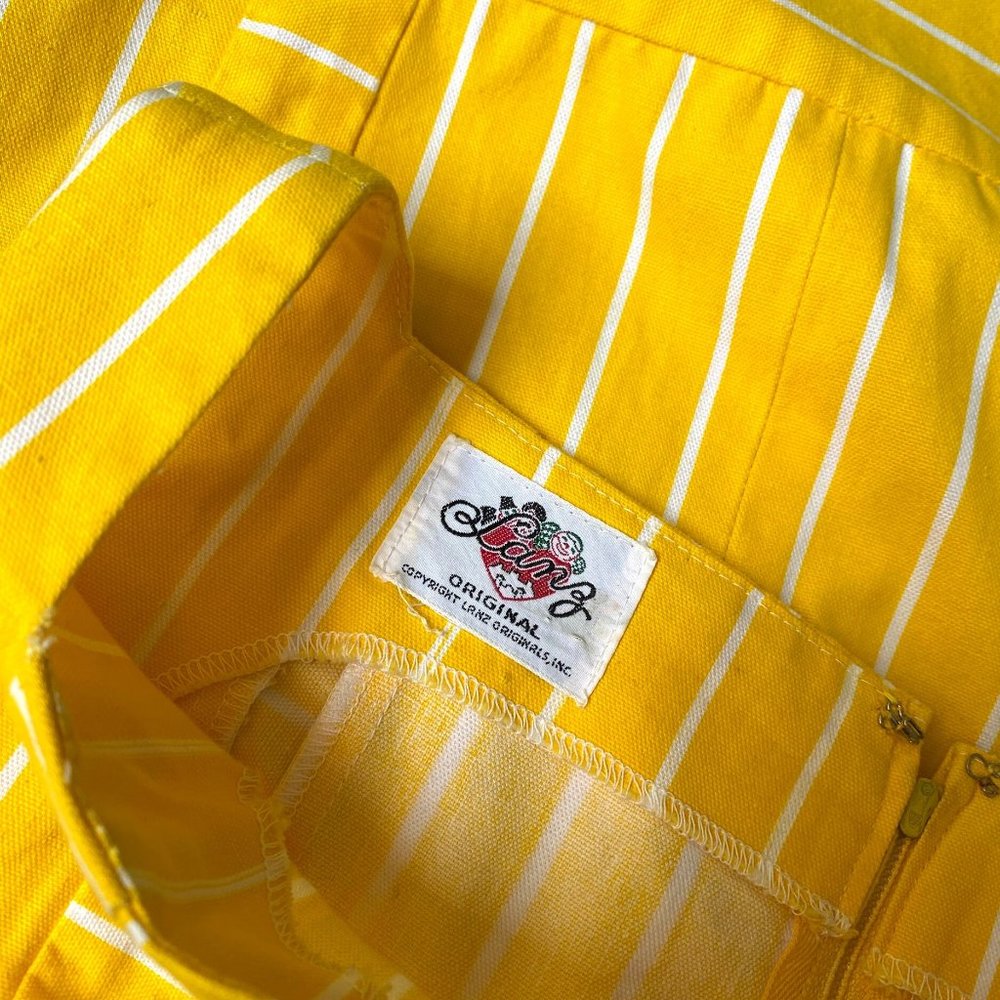 1960S VINTAGE LANZ ORIGINALS STRIPED COTTON SHIFT-MEDIUM - Picture 4 of 6